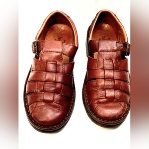 Vtg 90s Joseph Seibel Leather woven sandals sz9